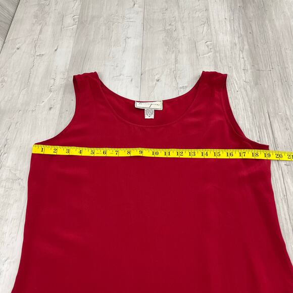 Spenser Jeremy Red Sleeveless Silk Plain Basic Staple Flowy Tank Top Blouse - Picture 6 of 7